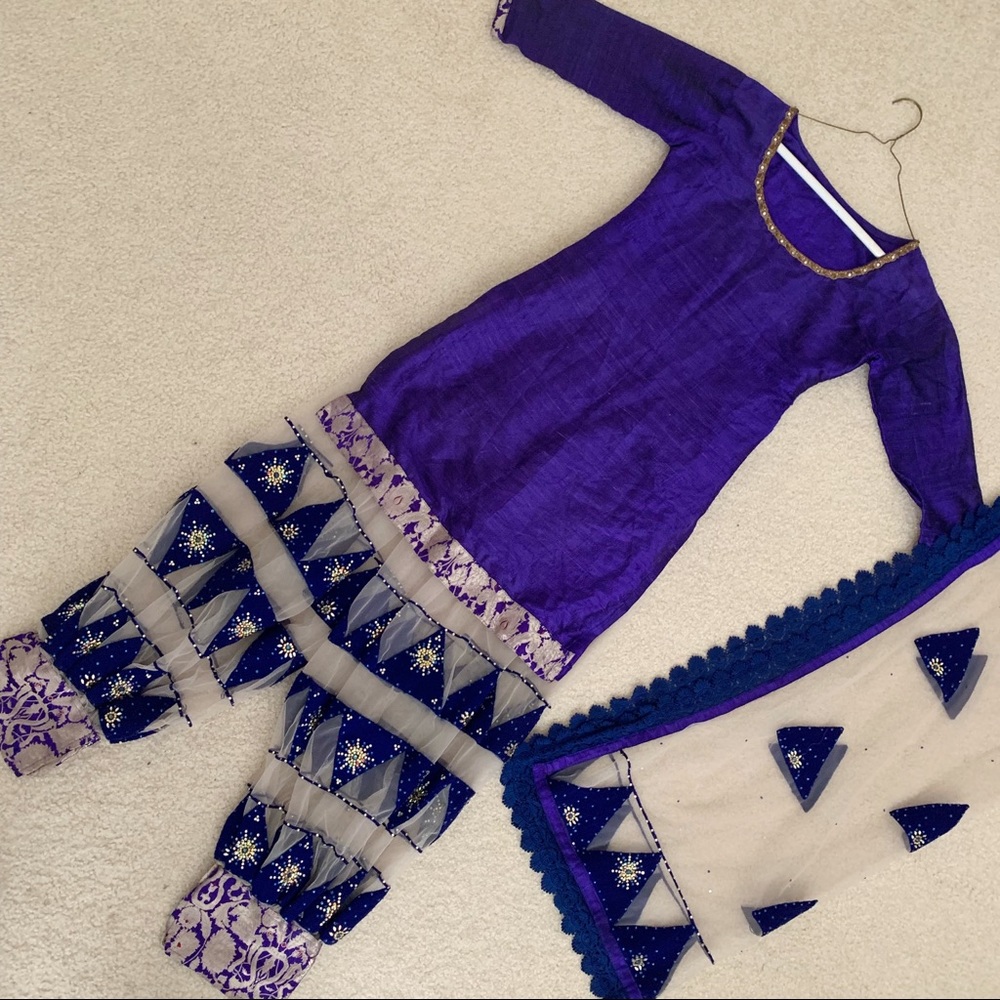 Purple Velvet Detail Unique Salwar Kameez